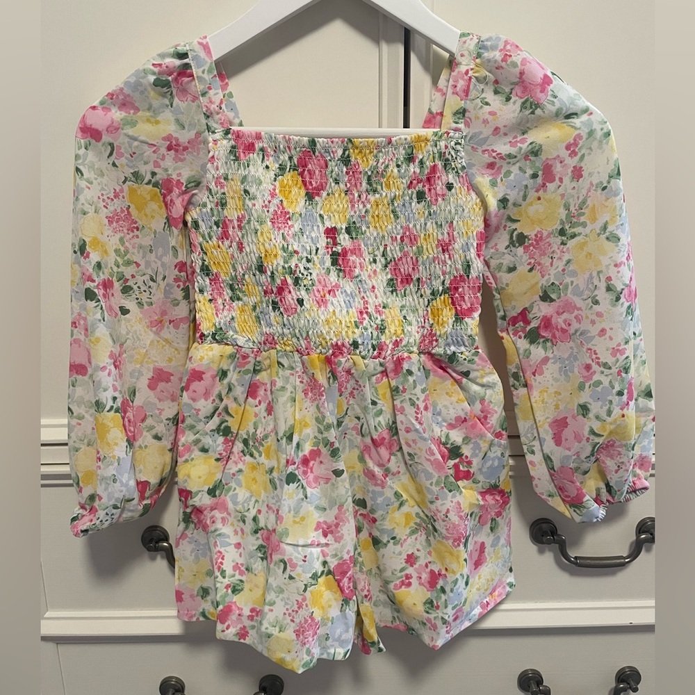 JJ multi color floral long sleeve romper